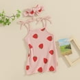 thumbnail image 3 of Bagilaanoe 2Pcs Toddler Baby Girls Summer Outfits Tie-up Sleeveless Print Camisole + Headband 3M 6M 12M 24M 3T 4T Kids Casual Clothes, 3 of 7