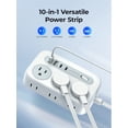 thumbnail image 2 of ORICO 10ft Surge Protector Power Strip with 6 Outlets & 4 USB Ports, Mountable Outlet Extender with USB-C for Home Office(White）, 2 of 16