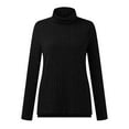 thumbnail image 4 of idosla Womens Tunic Tops Turtleneck Long Sleeve Shirts Oversized Fall Sweaters Side Split High Low Hemline (Black, M), 4 of 4