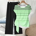 thumbnail image 3 of Women's 2 Piece Summer Outfits Floral Print Tie Front Top and Wide Leg Long Pants Set Travel Casual Clothes (L, Green), 3 of 5