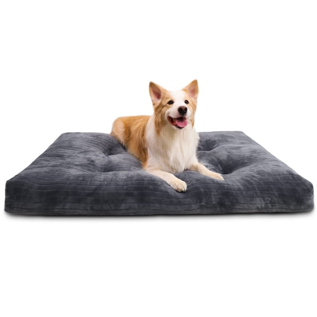 Cama tipo jaula para perros KSIIA, lavable para perros grandes, 35 x 23 pulgadas, gris
