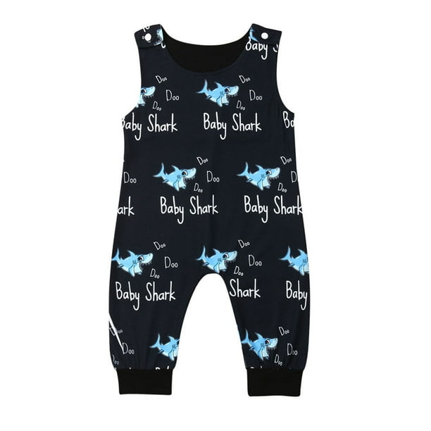 Newborn Toddler Baby Boys Sleeveless Clothes Shark Romper Jumpsuit