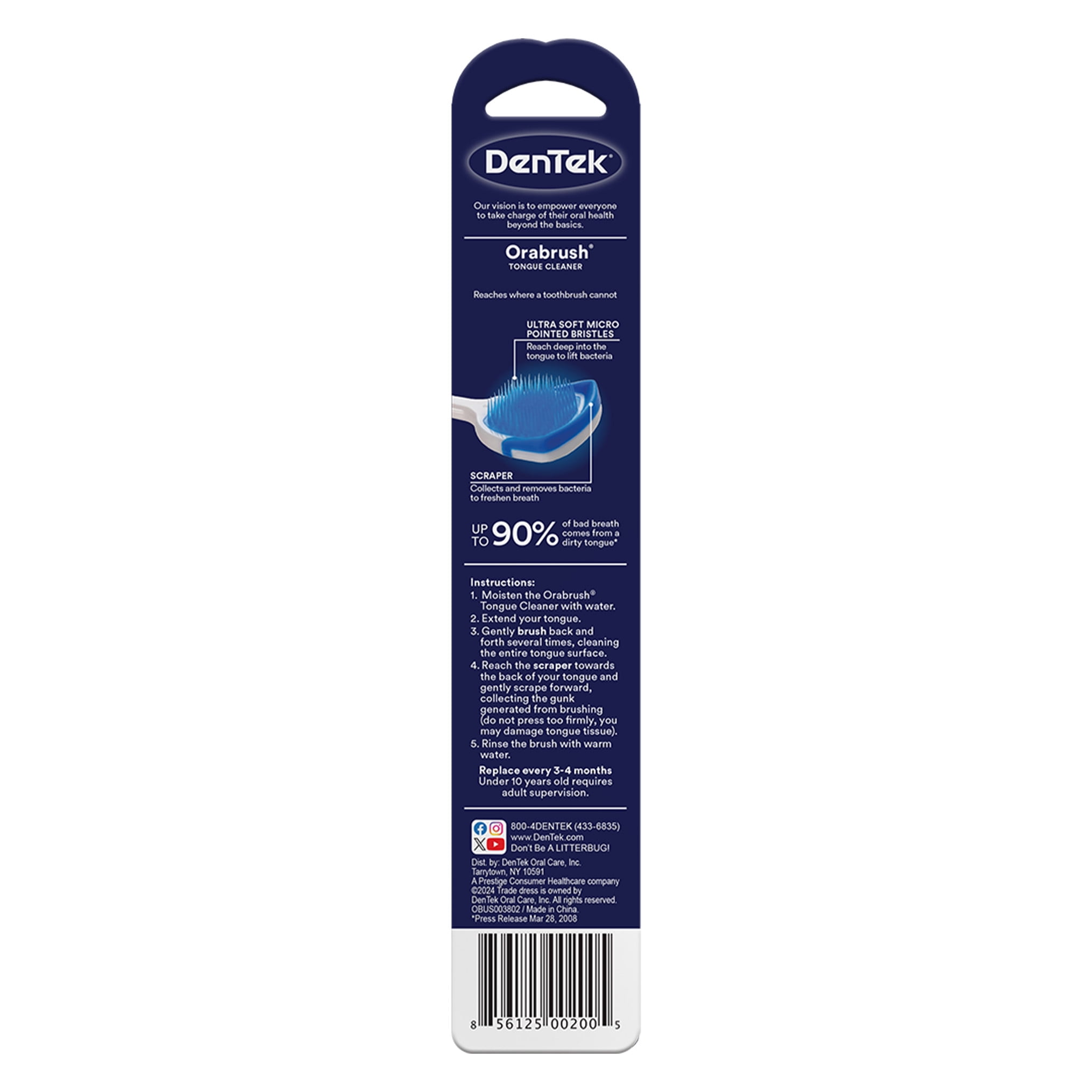 DenTek Orabrush Fresh Breath Tongue Cleaner BPA Free 1 Count Walmart