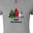 thumbnail image 4 of Inktastic Merry Christmas Plaid Trees Women's T-Shirt, 4 of 5
