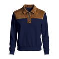 thumbnail image 7 of LNZGNM Men's Quarter Zip Sweaters Faux Suede Patchwork 1/4 Zipper Pullover Lightweight Slim Fit Long Sleeve Sweatshirts Athletic Workout Lapel Top,Navy XL, 7 of 7