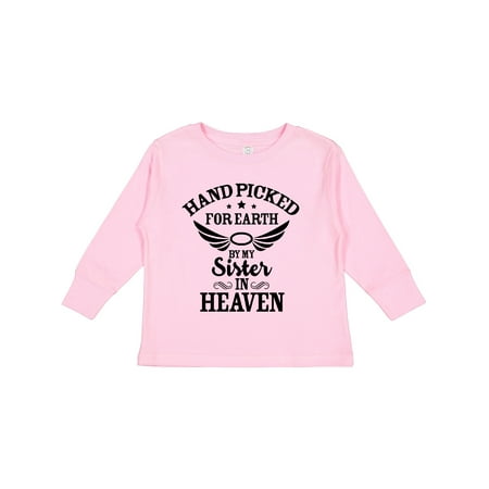 

Inktastic Handpicked for Earth by My Sister in Heaven with Angel Wings Gift Toddler Boy or Toddler Girl Long Sleeve T-Shirt