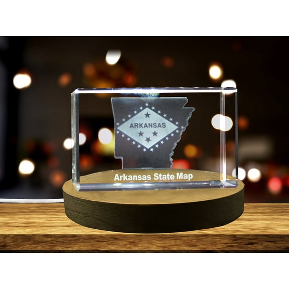 Arkansas 3D Engraved Crystal 3D Engraved Crystal Keepsake/Gift/Decor/Collectible/Souvenir