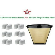 GOLDTONE PRODUCTS #4 Permanent Coffee Filter & 12 Water Filters for Cuisinart Coffeemakers