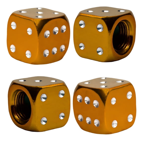 LADYGYM 2026 New Tire Valve Cap,Dice Cube Air Valve Stem Pressure Cover for Cars,Trucks,Motorcycles and Bicycles for Car,Truck,Motorcycle,Bicycle,Gold-Pack of 4