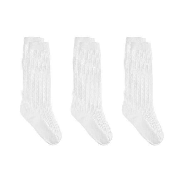 Holzlrgus Toddler Knee High Tube Socks Girls Boys Cable Knit Long Stockings White 4T-5T 3 Pairs