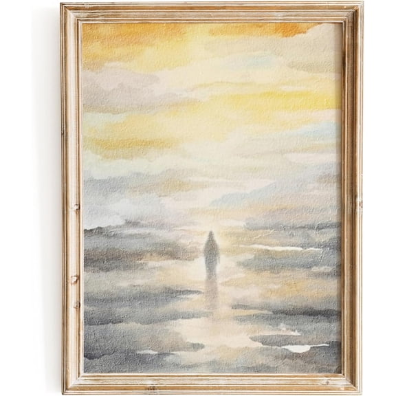 Jesus Walk On Water Jesus Christian Scripture Bible Wall Art Jesus Poster in Minimalist Boho Christian Home Decor Perfect Religious Wall Art Gift(Unframed)