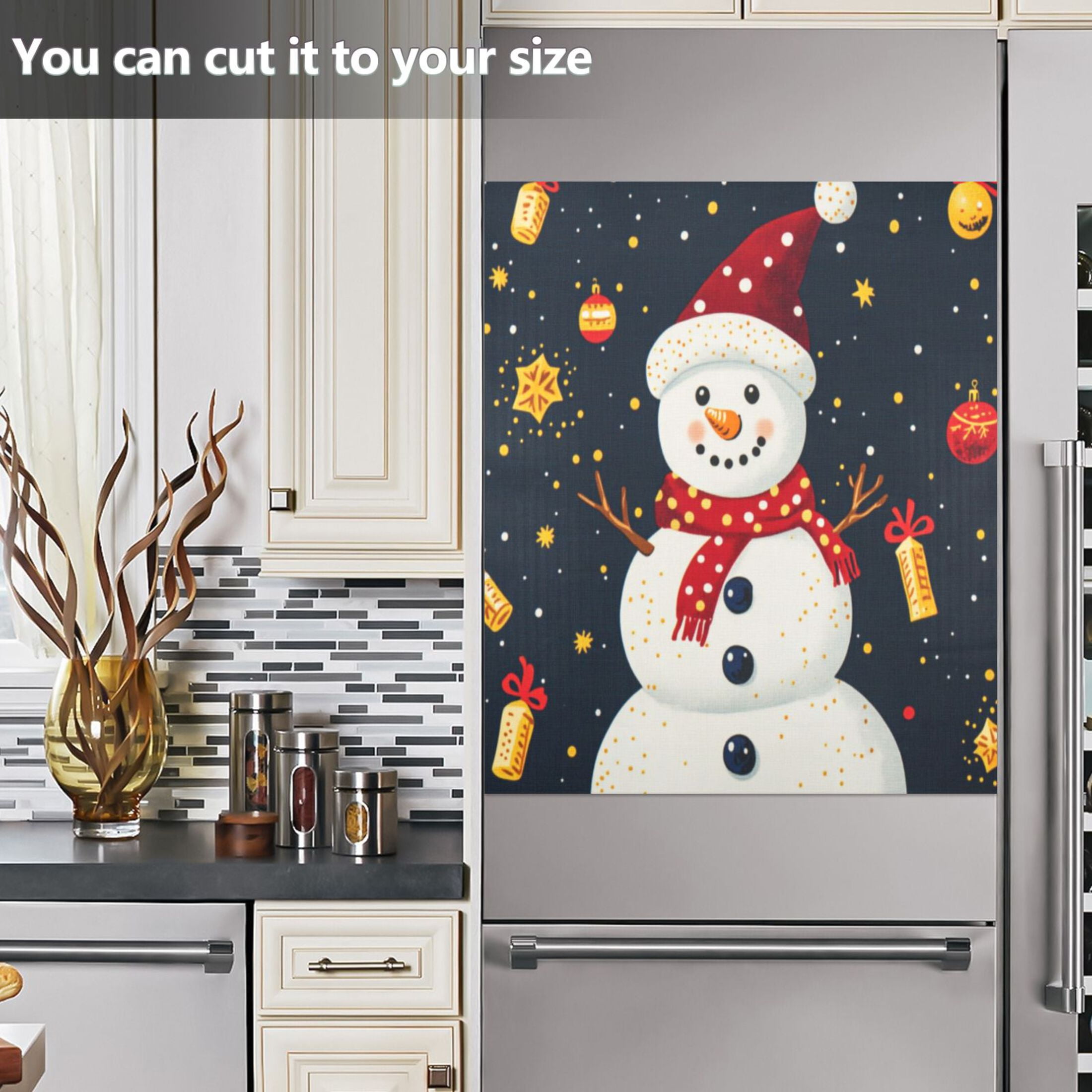 Dishwasher Magnetic Sticker 23x26 Inch Refrigerator Magnetic Sticker Washing Machine Magnetic Sticker Kitchen Panel Magnetic Sticker Home Decor Beautiful Scarf Snowman