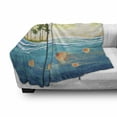 thumbnail image 3 of Tropical Soft Flannel Fleece Blanket, Jellyfish in the Ocean by Palm Tree Island Exotic Cloudy Seascape Season Scenery, Cozy Plush for Indoor and Outdoor Use, 70" x 90", Multicolor, by Ambesonne, 3 of 6