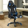 thumbnail image 2 of Pemberly Row Faux Leather Blue Swivel Massage Gaming Chair with Lumbar Support, 2 of 11