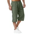thumbnail image 2 of IYYVV Mens Casual Soft Linen Long Shorts Knee Length Sport Running Lounge Work Shorts Capri Pant with Pockets Green M, 2 of 4