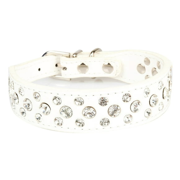 Rhinestone PU Leather Crystal Diamond Pet Dog Cat Puppy Collar Black