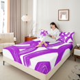 thumbnail image 3 of Castle Fairy Watercolor Brush Ring Bed Sheets 4-Piece,Abstract Curved Stroke Full Size Sheets,Purple White,1 Flat Sheet, 1 Fitted Sheet and 2 Pillowcases, 3 of 7