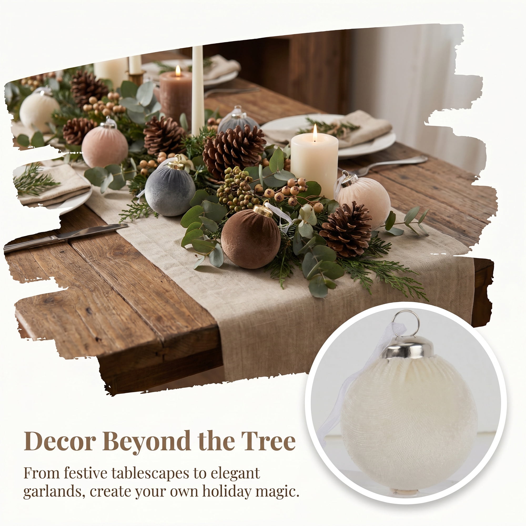 Unique Bargains Velvet Christmas 12 Pack Flocked Sphere Orbs Luxury Ornaments Style A 2.4"