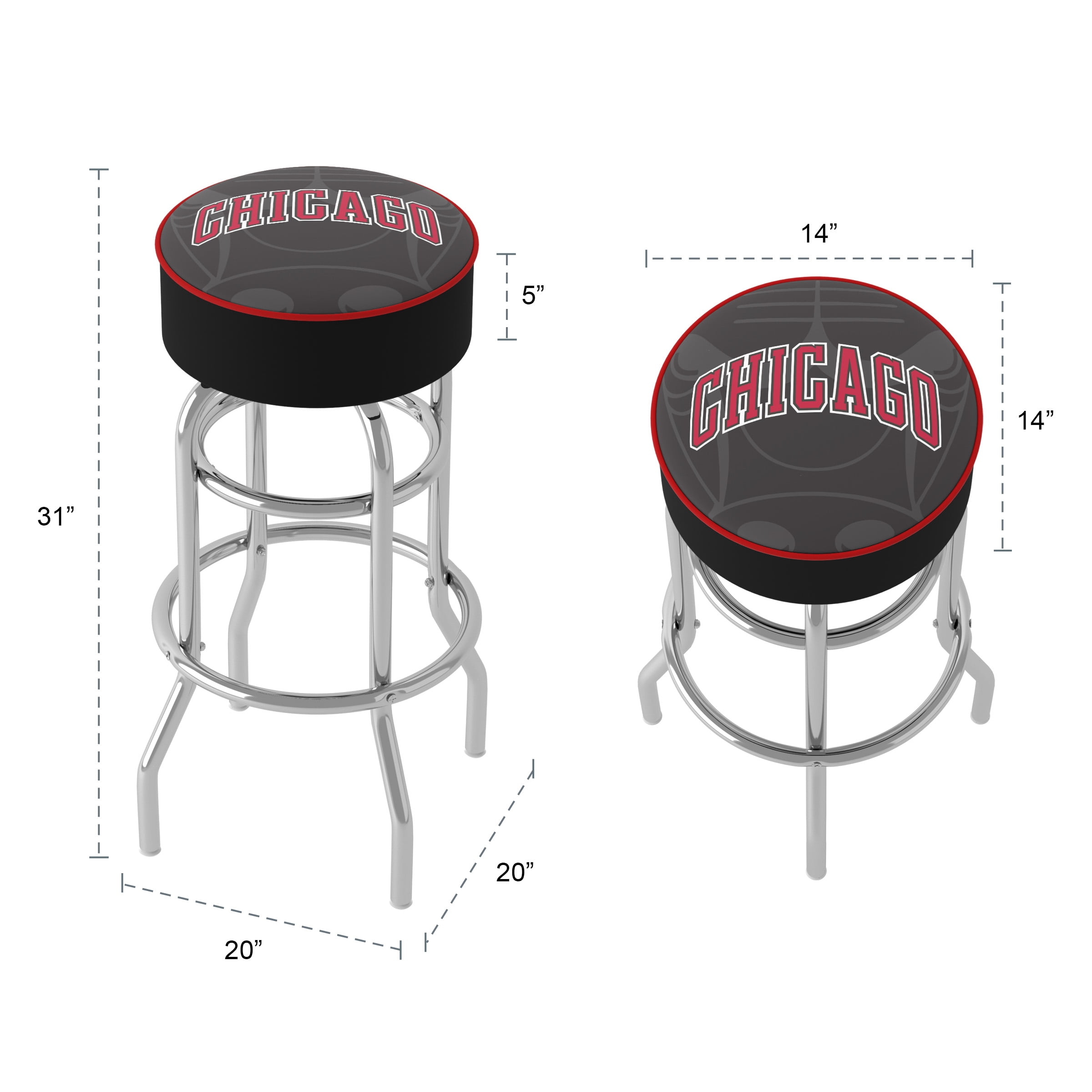 Trademark Gameroom Chicago Bulls Fade Bar Stool with Padded Seat