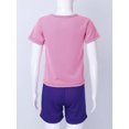 thumbnail image 6 of inlzdz Kids Boys Girls 2 Piece Sport Outfits Moisture-Wicking T-Shirt with Shorts Set Running Purple 110, 6 of 7