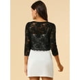 thumbnail image 5 of DARING DIVA Leisure Allover Floral Lace Crop Shrug Cardigan XS Black, 5 of 6