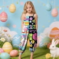 thumbnail image 2 of mgoYE Rompers for Girls Girls' Easter Sleeveless Jumpsuits Spaghetti Strap Loose Romper Long Pants with Pockets(Light Green,5-6 Years), 2 of 6