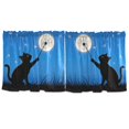 thumbnail image 7 of Yayeee Kitchen Curtains Tier Set of 2 Light Filtering 57"x24" Over Sink Window Panels, Black Cat Moon, 7 of 7