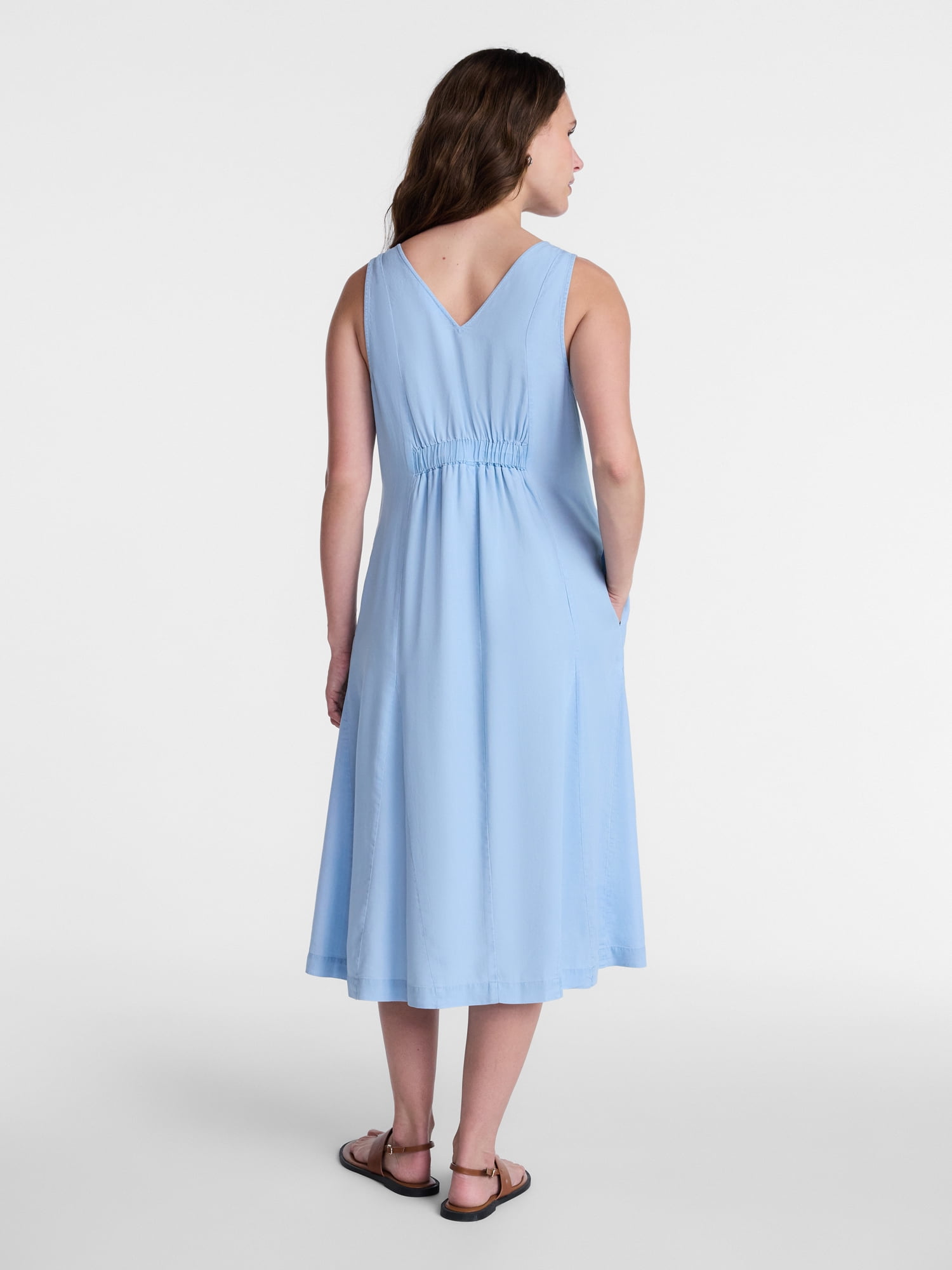 Time and Tru Women's Sleeveless Fit and Flare Midi Dress, Sizes XS-XXXL
