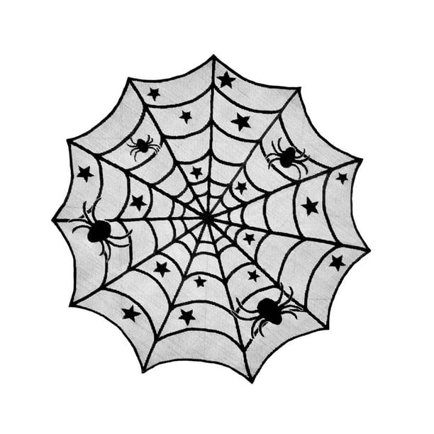 Mantel redondo de telaraña para Halloween, mantel de telaraña, mantel de telaraña Arañas estrellas de 102 cm