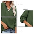 thumbnail image 4 of Mujeres con capucha Top encaje empalme cuello en V hombro caído cordón suéter suelto sudaderas para dama, 4 of 5