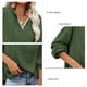 thumbnail image 4 of Mujeres con capucha Top encaje empalme cuello en V hombro caído cordón suéter suelto sudaderas para dama verde S, 4 of 5