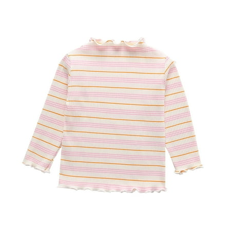 

SHTXOZHI Girls Long Sleeve Striped Undershirts Toddler Kids Color Block Fall Blouse Tops