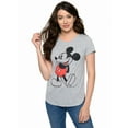 thumbnail image 3 of Womens Classic Mickey Mouse Hi-Low Hem T-Shirt Heather Gray Junior Sizes, 3 of 6