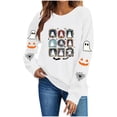 thumbnail image 6 of Jsaierl Halloween Sweatshirts for Women Cute Ghost Print Pullovers Trendy Classic Round Neck Long Sleeve Sweater Tops Halloween Costumes, Sizes S-2XL, 6 of 9