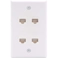 thumbnail image 1 of Ethernet Wall Plate 4 Port (UL Listed) with Cat6 RJ45 Keystone Couplers Female to Female, RJ45 Inline Wall Jack Outlet, White, 1 of 7