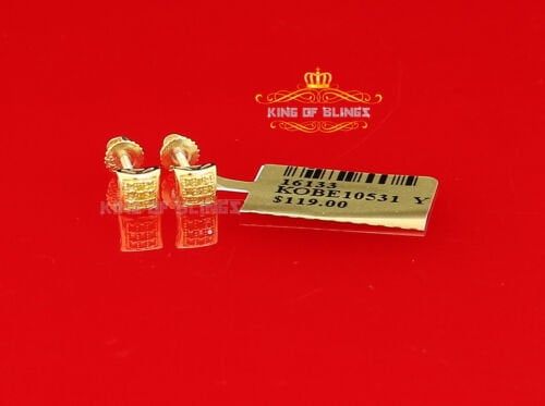 King of Bling's 0.05ct Diamond Stud Earrings For Women Yellow 925 Sterling Silver kite For Men