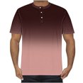 thumbnail image 2 of Zylanna Men's Short Sleeve T-Shirts, Summer Gradient Color Lightweight Button Up Daily leisure Tops for Men Brown Size XL, 2 of 5