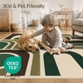 thumbnail image 4 of ODIKA 6'x9' Washable Area Rug Green Brown Abstract Geometric Artwork Design Elegant Shapes with Modern Artistic Flair for Dining Room, Under Table, Office Décor, Non-Slip Chair-Friendly, 4 of 7