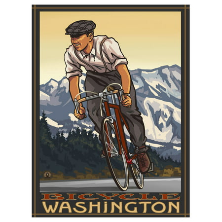 Bicycle Washington Downhill Biker Mountains Giclee Art Print Poster by Paul A. Lanquist (9