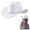 White, variant on Argulvti Rhinestone Western Cowgirl Hats Fashionable Wide Brim Party Fedora Caps for Women Men