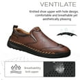 thumbnail image 2 of Mens Casual Casual Shoes Leather Lightweight Loafers Outdoor Soft Sole Walking Shoes Comfortable Soft Driving Shoes Brown 10 UK, 2 of 7