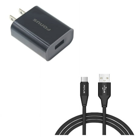 Charger Cord Type-C 6ft USB Cable w USB 18W Quick Home Charger G5N for Lenovo Moto Tab (10.1) - LG V20, G6, V30, G5, V50 ThinQ 5G, V40 ThinQ, V35 ThinQ, Q7 Plus, G8X ThinQ, G7 ThinQ