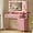 Pink, variant on Vanity Desk with Mirror and Lights, Makeup Vanity with Storage Drawer, Power Outlet and Large Cabinet for Bedroom - Black