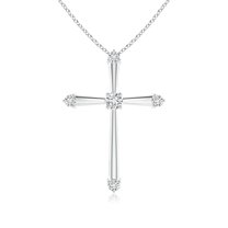 ANGARA Natural Classic Diamond Budded Cross Pendant in 14K White Gold for Women (Size-2.1mm| Color-H| Clarity-SI2) | April Birthstone, Anniversary, Jewelry Gift for Women | Natural Diamond Necklace