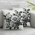 thumbnail image 3 of GOSMITH  Throw Pillow Cover Black and White with Floral Bouquet of Roses Daisy Blue Wild Flowers in Vintage Style Watercolor Decorative Pillow Case Home Decor Square Pillowcase White, 3 of 5