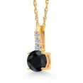 thumbnail image 3 of Gem Stone King 10K Yellow Gold Black Sapphire and White Lab Grown Diamond Pendant Necklace for Women (0.74 Cttw, Round 5MM, Gemstone September Birthstone, with 18 inch Chain), 3 of 5