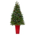thumbnail image 4 of Nearly Natural 62" Snow Tipped Spruce Artificial Christmas Tree with Frosted Berries and Pinecones, Prelit with 100 Clear LED Lights, 4 of 7