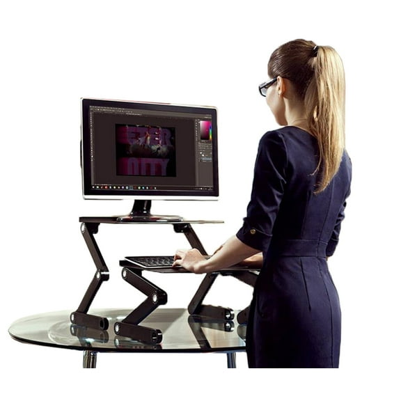 Adjustable Standing Desk Converter – Dual Aluminum Laptop & Keyboard Riser with Independent Height and Tilt