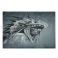 thumbnail image 1 of Tribal Cutting Board, Hand Drawn Tribe Chief Head with Feathers Vintage Style Art, Decorative Tempered Glass Cutting and Serving Board, Large Size, Grey Black White, by Ambesonne, 1 of 1