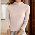 thumbnail image 2 of Fiaer Chandail à Col Roulé pour Femmes Automne Grande Taille Manches Longues Ajusté Chaud Uni Confort Tricoté Beige TG, 2 of 7